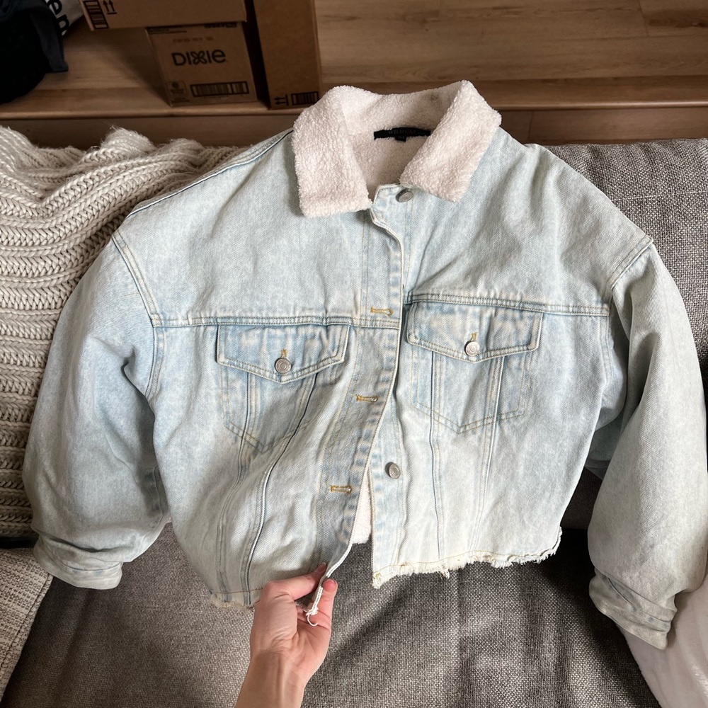 Light Blue Denim Jacket with Sherpa